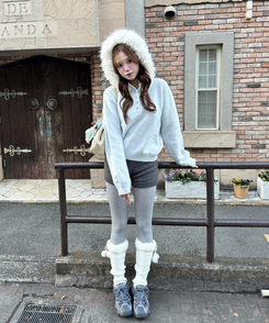 폴라링 니트 퍼 후드 소라