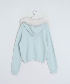 폴라링 니트 퍼 후드