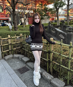 노르딕 터틀넥 니트 미니 원피스 블랙