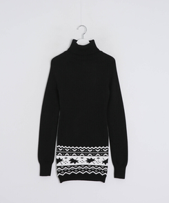 노르딕 터틀넥 니트 미니 원피스