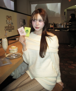 오프숄더 니트 숏 팬츠 투피스 아이보리