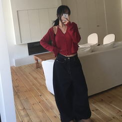 ホルターレイヤードリブカーディガ