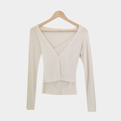 ホルターレイヤードリブカーディガ