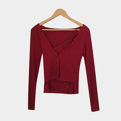 ホルターレイヤードリブカーディガ