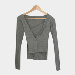 ホルターレイヤードリブカーディガ