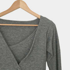 ホルターレイヤードリブカーディガ