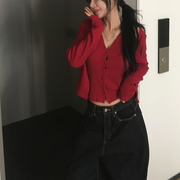 ホルターレイヤードリブカーディガ