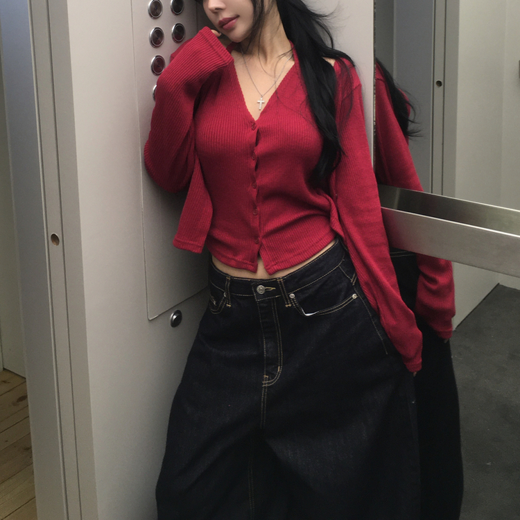 ホルターレイヤードリブカーディガ