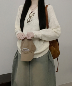 도톰아방핏벌룬하찌나그랑브이넥긴팔니트 아이