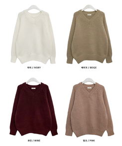 도톰아방핏벌룬하찌나그랑브이넥긴팔니트