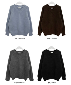 도톰아방핏벌룬하찌나그랑브이넥긴팔니트