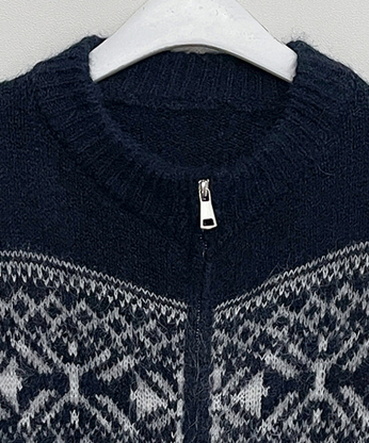 고퀄피티눈꽃스노우노르딕패턴오버핏니트집업