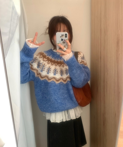 スノーウィンターノルディックニット SKY BLUE