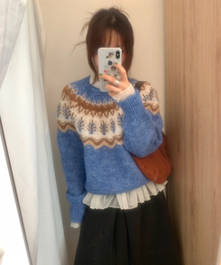 スノーウィンターノルディックニット SKY BLUE