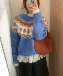 スノーウィンターノルディックニット SKY BLUE