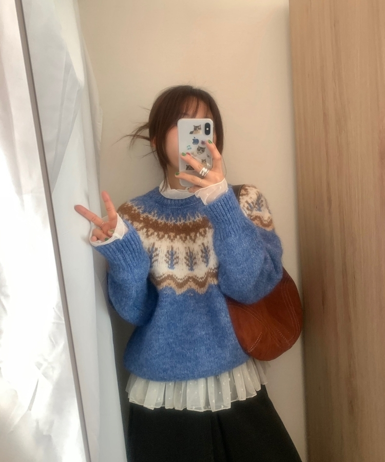 スノーウィンターノルディックニット SKY BLUE