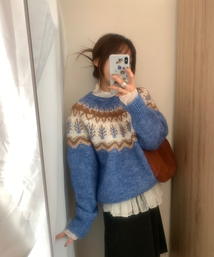 スノーウィンターノルディックニット SKY BLUE