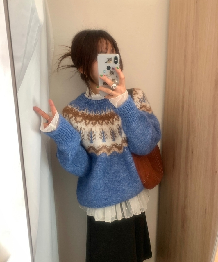 スノーウィンターノルディックニット SKY BLUE