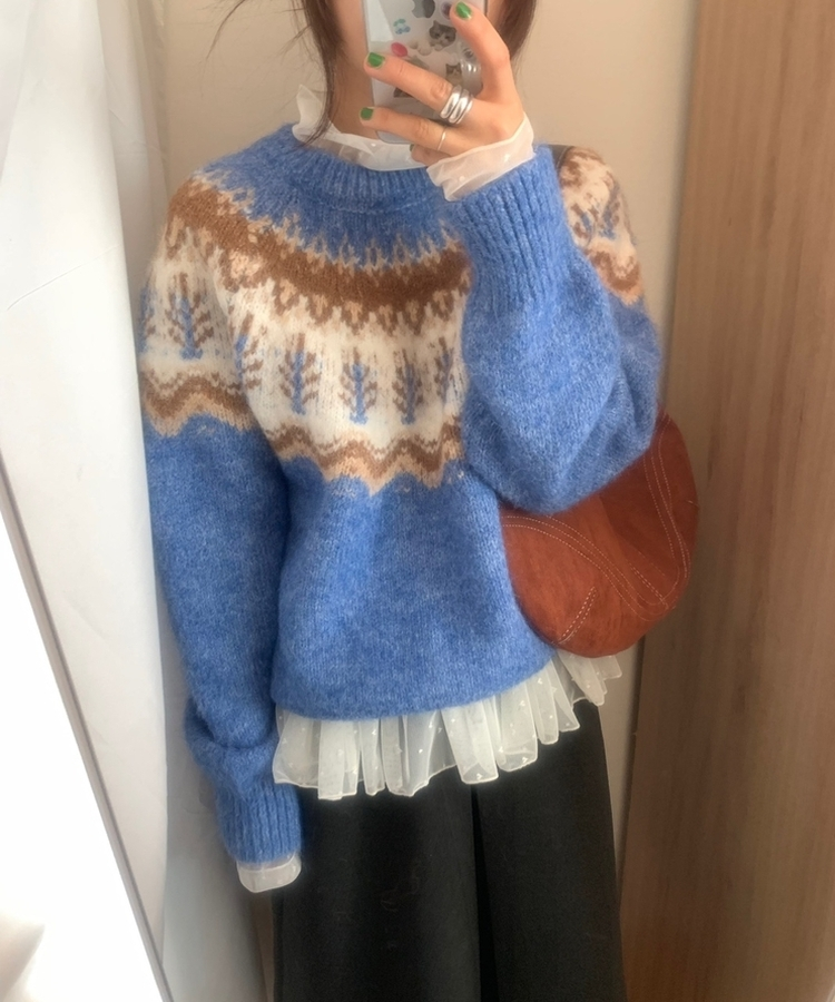 スノーウィンターノルディックニット SKY BLUE