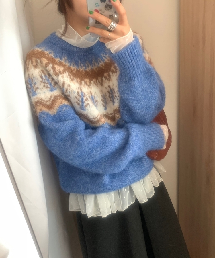 スノーウィンターノルディックニット SKY BLUE