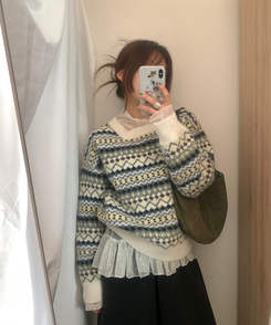 ピンキーノルディックニット IVORY