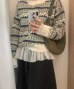 ピンキーノルディックニット IVORY