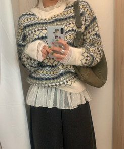 ピンキーノルディックニット IVORY