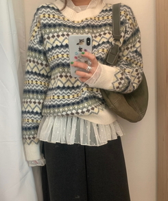 ピンキーノルディックニット IVORY