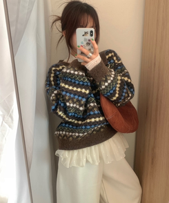 ピンキーノルディックニット BROWN