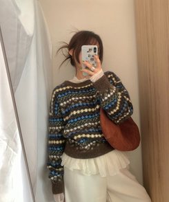 ピンキーノルディックニット BROWN