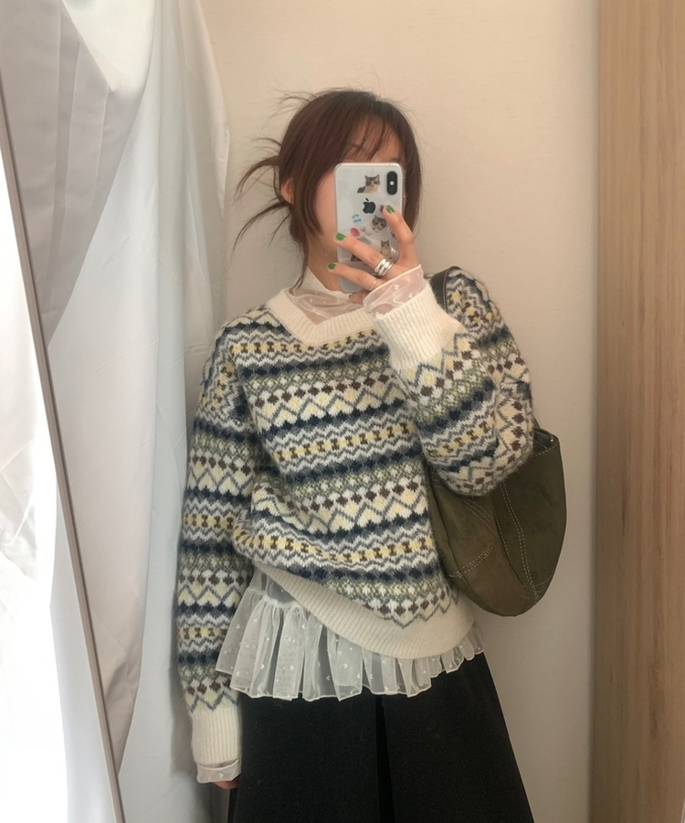 ピンキーノルディックニット IVORY