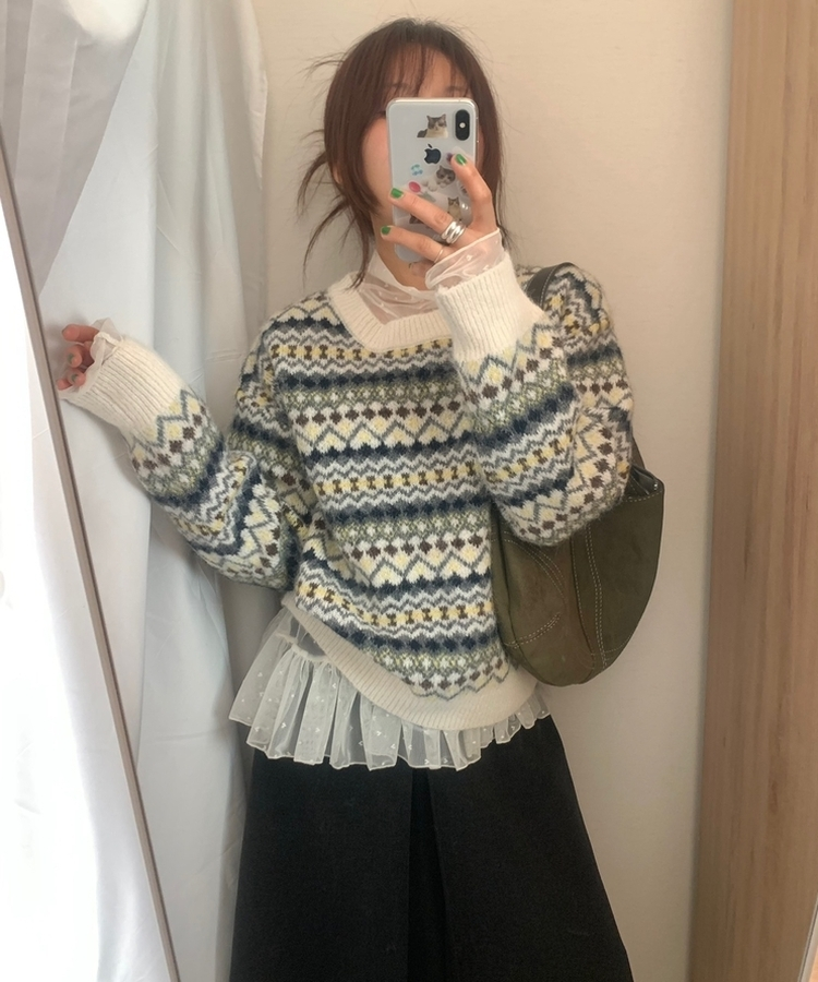 ピンキーノルディックニット IVORY