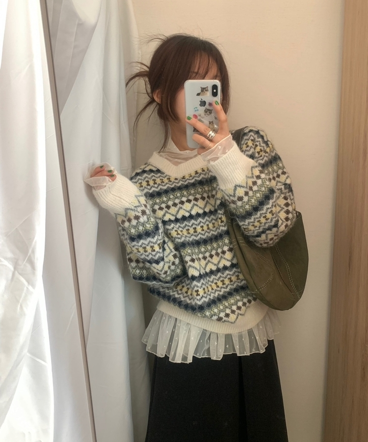 ピンキーノルディックニット IVORY