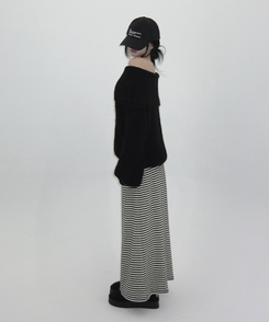 アンゴラファーオフニット BLACK