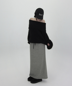 アンゴラファーオフニット BLACK