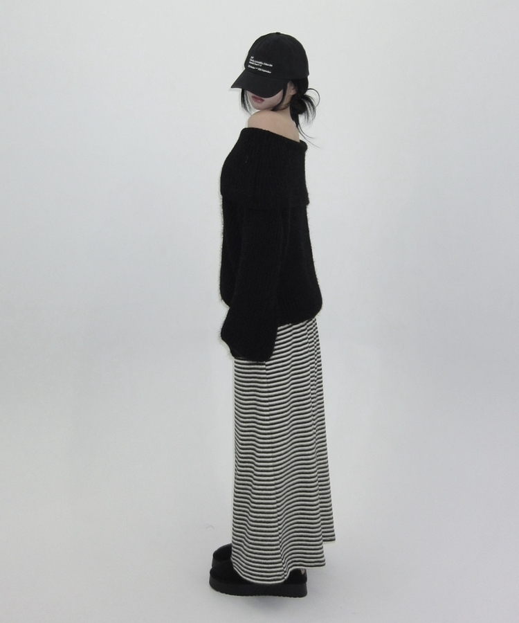 アンゴラファーオフニット BLACK