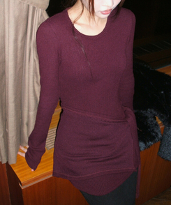 【SET】レイヤードラップロングニット WINE