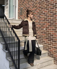 【SET】レイヤードラップロングニット BEIGE