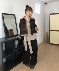 【SET】レイヤードラップロングニット BEIGE