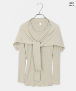 【SET】レイヤードラップロングニット