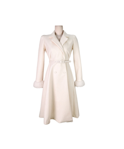 ダブルボタン袖ファー肩パッドロングコート