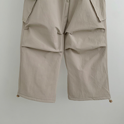 【起毛】バンディングナイロンワイドカーゴパンツ