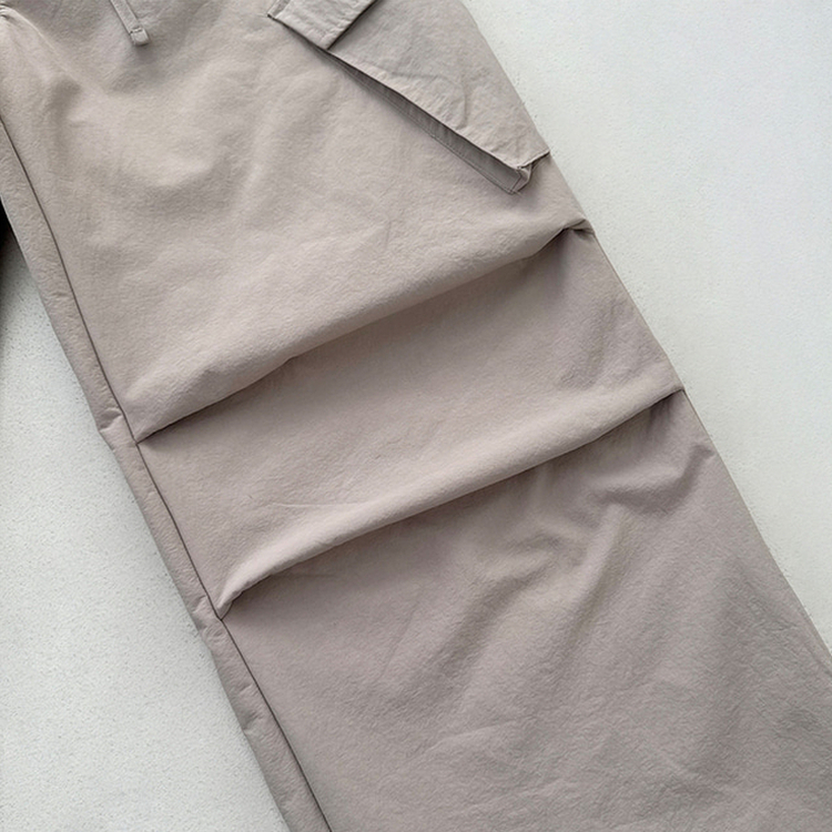 【起毛】バンディングナイロンワイドカーゴパンツ