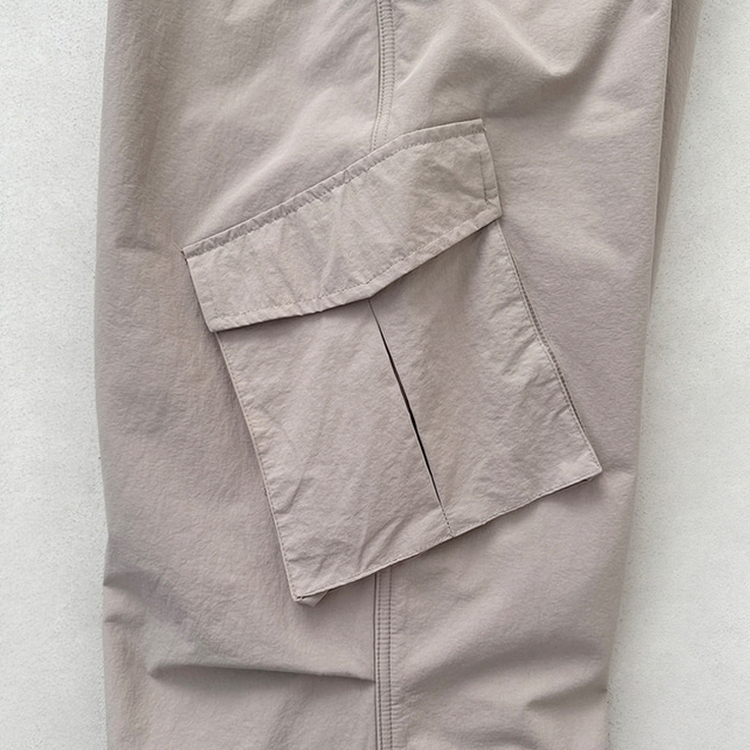 【起毛】バンディングナイロンワイドカーゴパンツ