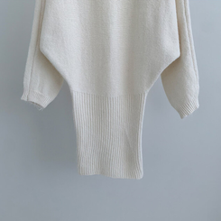 【ベルト付き】ワンショルダーボカシニットミニワンピース