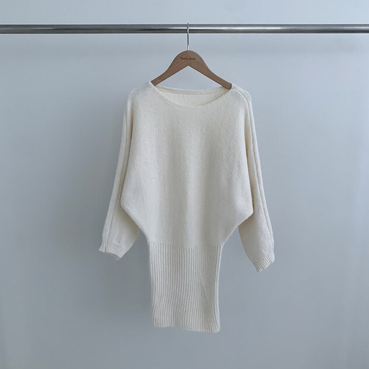 【ベルト付き】ワンショルダーボカシニットミニワンピース