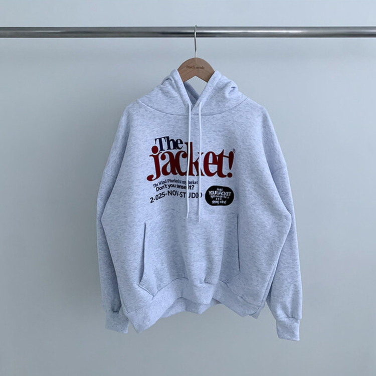 【起毛】バイカラーレタリングルーズフード