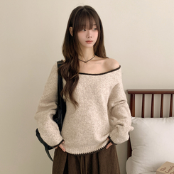 ボカシオフショルダーニット IVORY