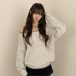 ボカシオフショルダーニット SKY BLUE