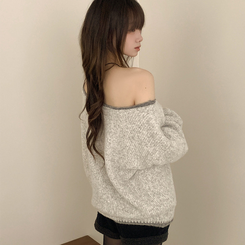 ボカシオフショルダーニット SKY BLUE